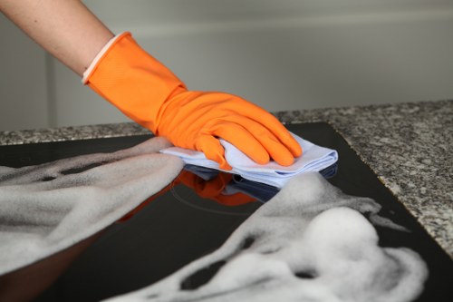Professional carpet cleaner in Chiswick deep cleaning a living room carpet